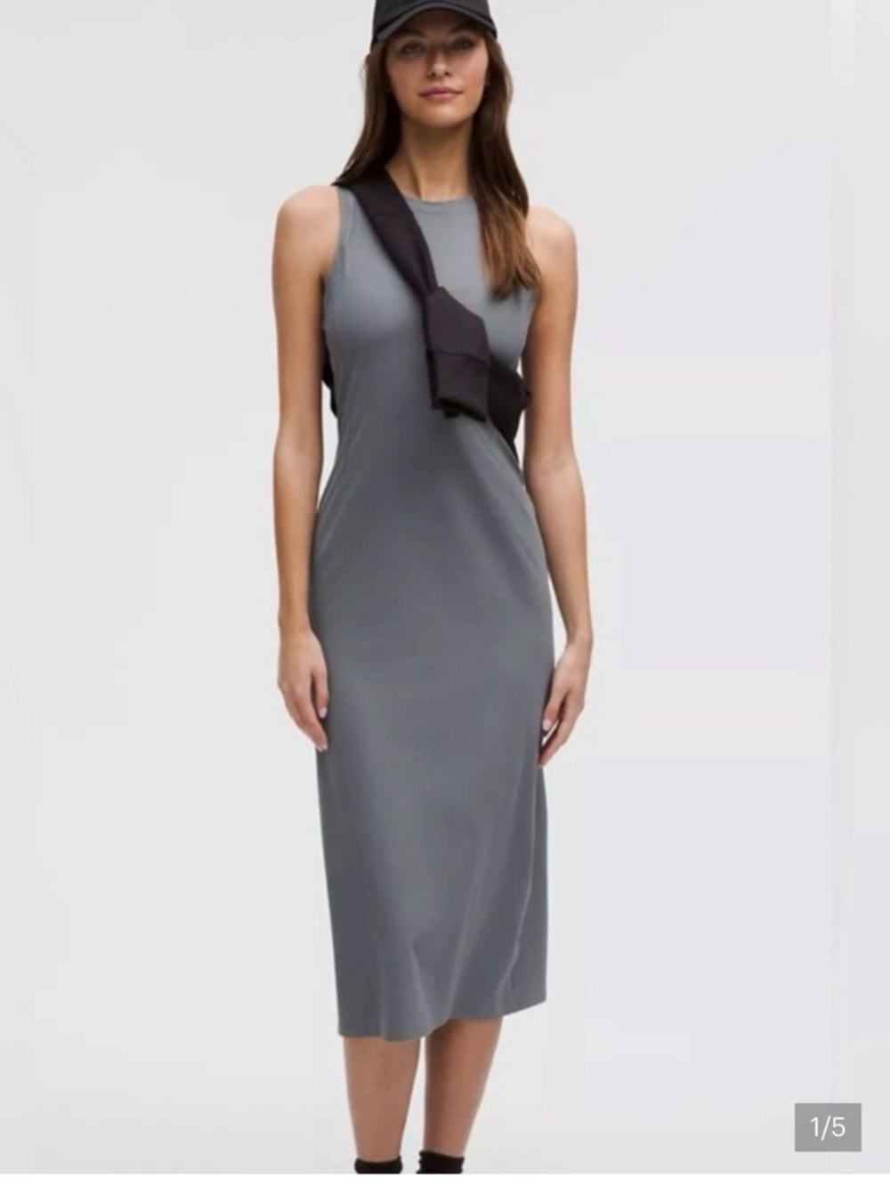 All aligned ribbed midi dress nwt size 6 oil blue